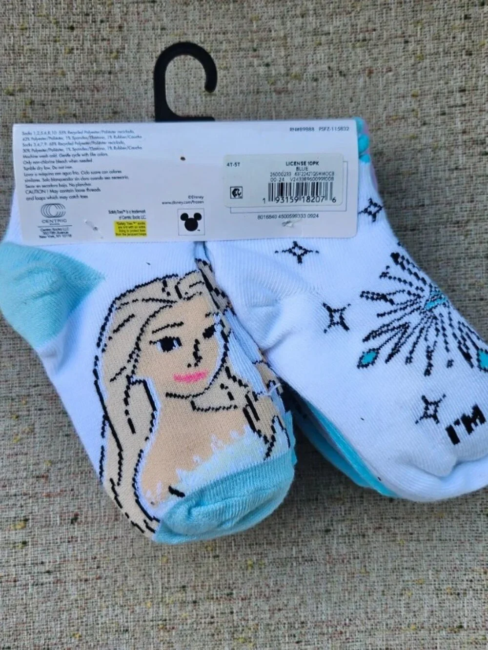 Disney Frozen Kids Socks Toddler Ankle Socks Multi Color Set of 10 Sock 4T-5T